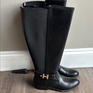 Black Riding Boots with Gold Accent